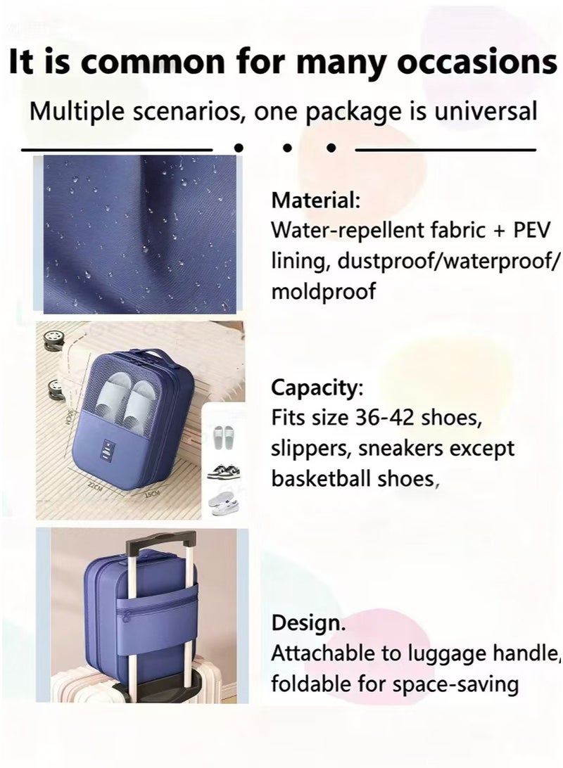 Travel shoe bag that holds 3 pairs of shoes, suitable for both men and women. Zippered shoe storage bag, perfect for travel and everyday use as a carry-on accessory - Image 3